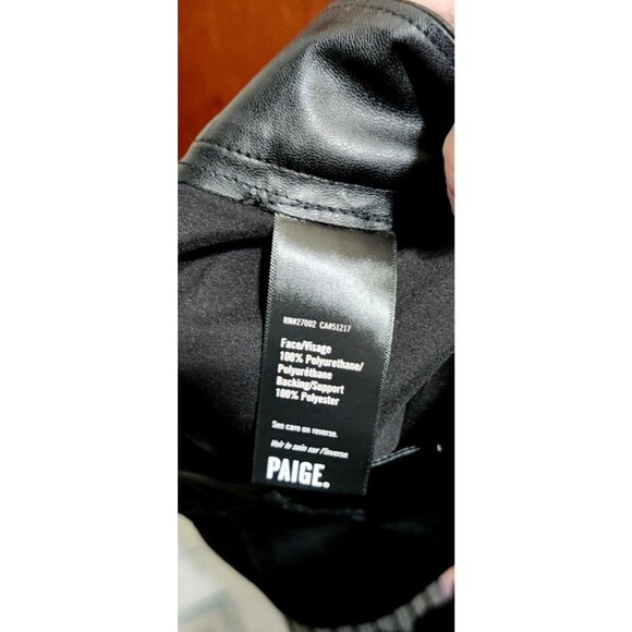 Paige Women's Black Faux Leather Straight-Leg Pants Size 4 - Picture 6 of 10